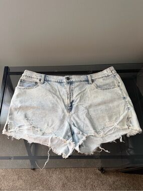 aerie Light Blue Distressed Denim Jean Shorts